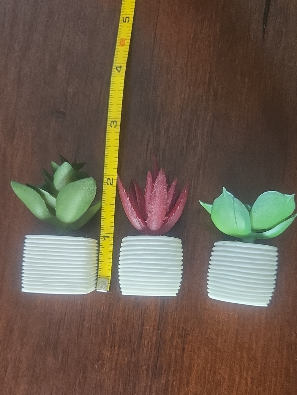 Set of 3 Mini Succulent Magnet Décor - Green & Pink Faux Plants - Picture 4 of 4